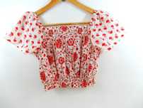 Crop Top krótka bluzka wiosna lato kwiaty czerwona biała Next 122