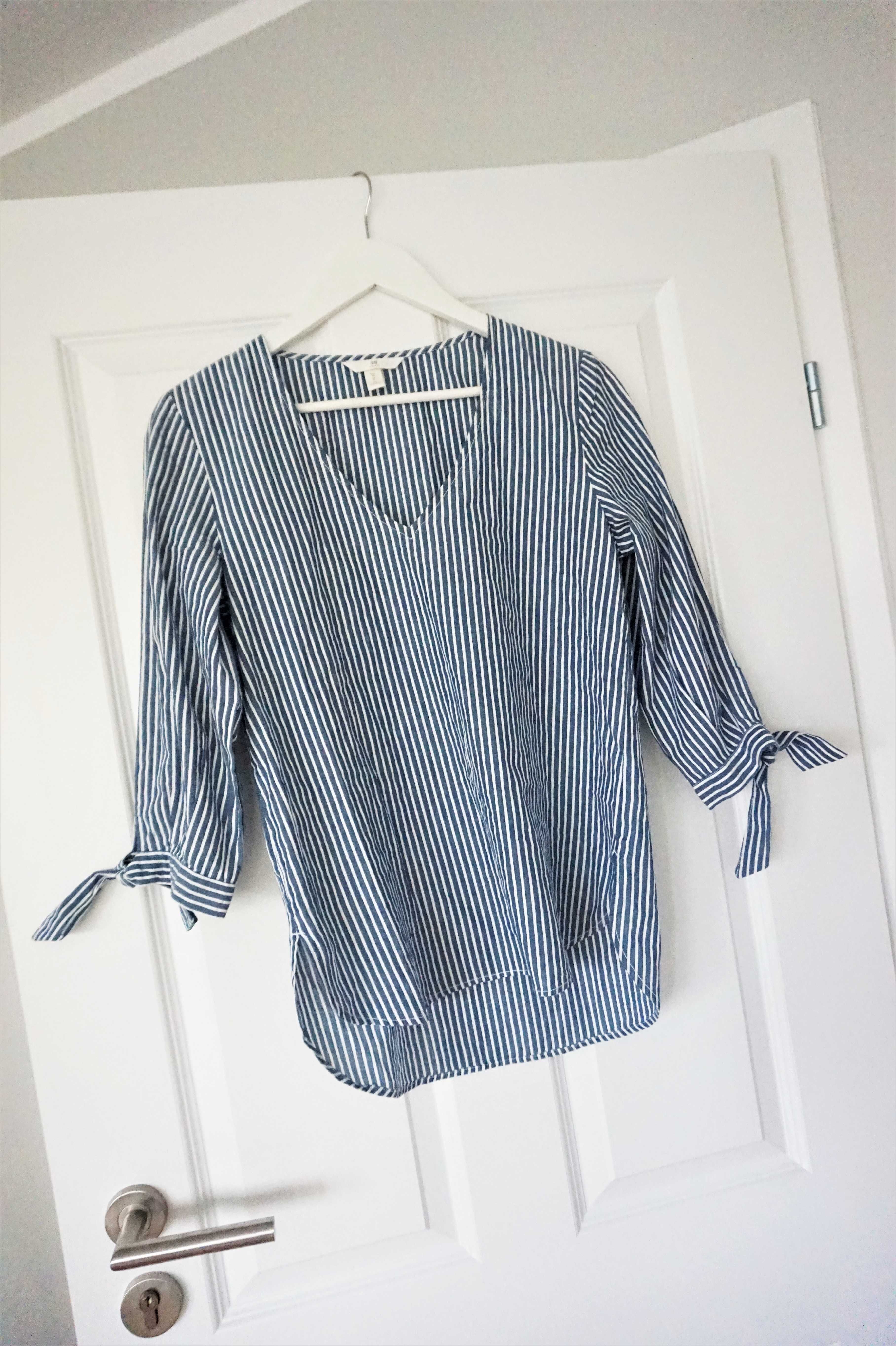 XS 34 H&M elegancka bawełniana bluzka koszula w paski 100% bawełna