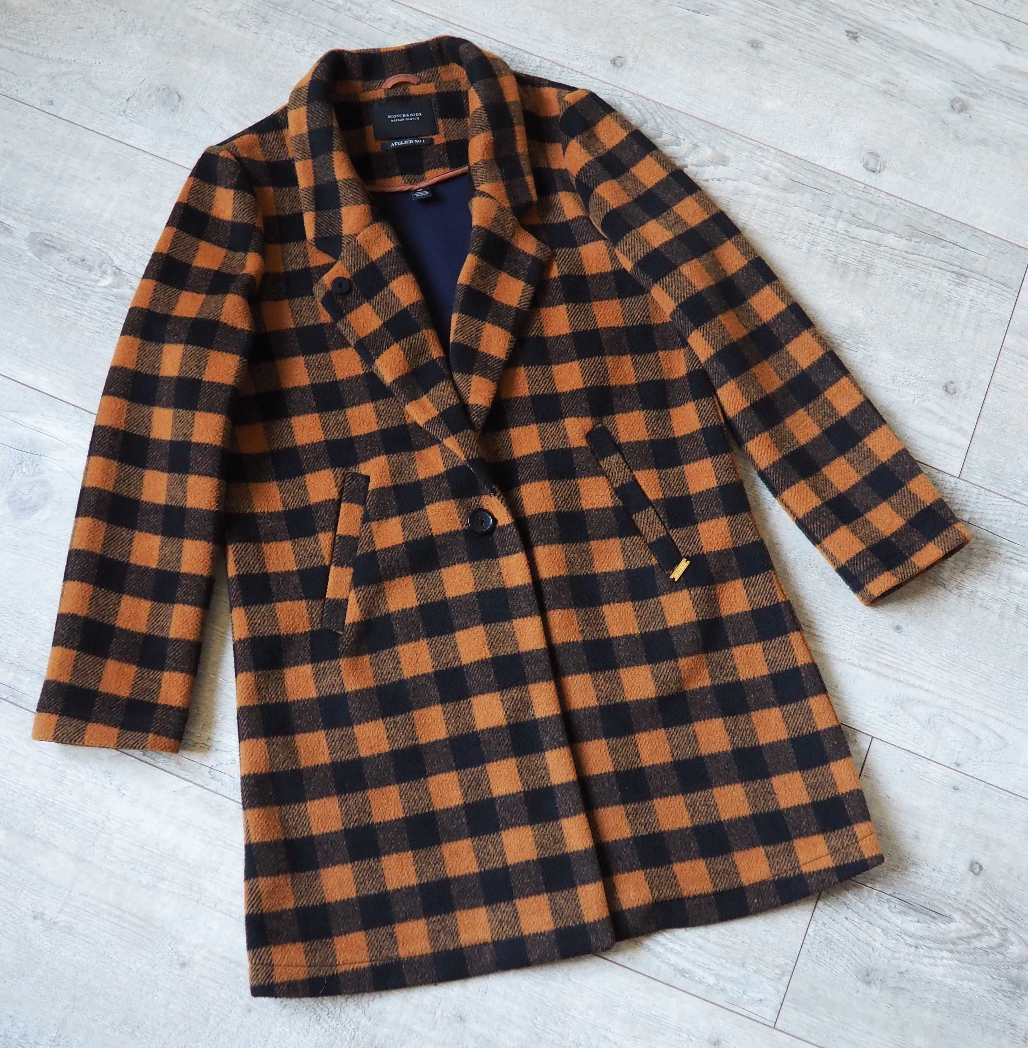 SCOTCH & SODA Bonded Wool Jacket In Checks_płaszcz damski klasyczny_L