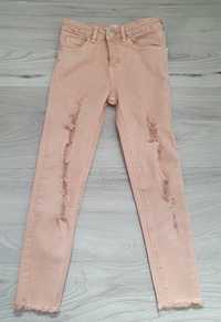Pastelowe różowe spodnie jeansowe rurki Zara 116