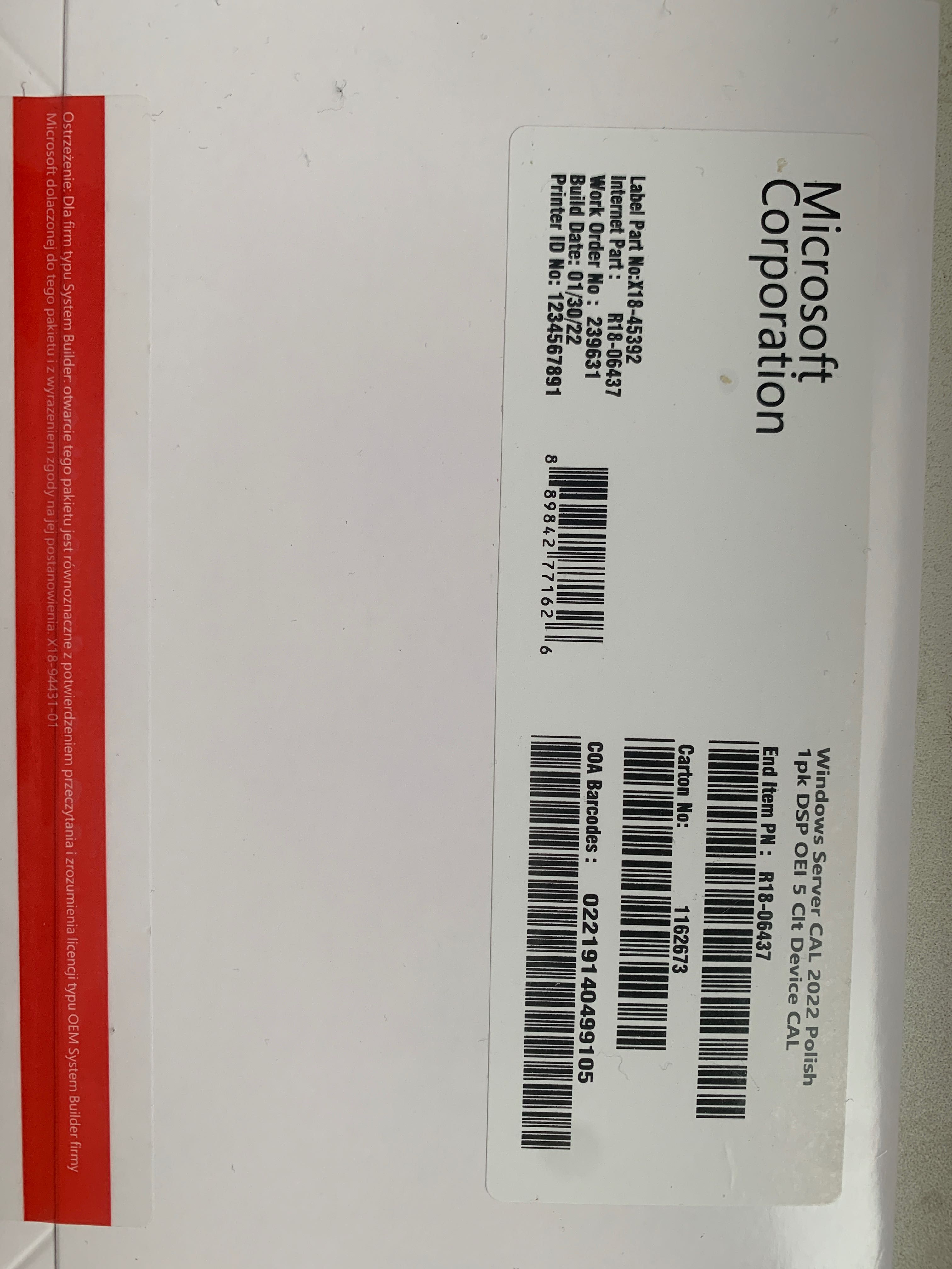 WINDOWS SERVER  2019/2022 CAL 5 Clt User Cal (PL)