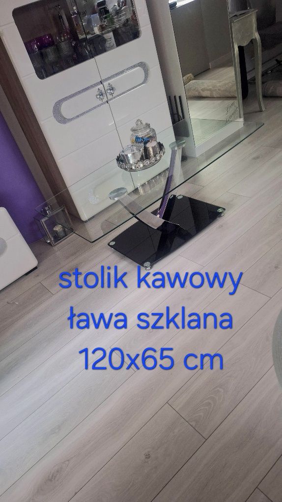 Stolik kawowy szklany ława pokojowa do salonu 120x65 glamour