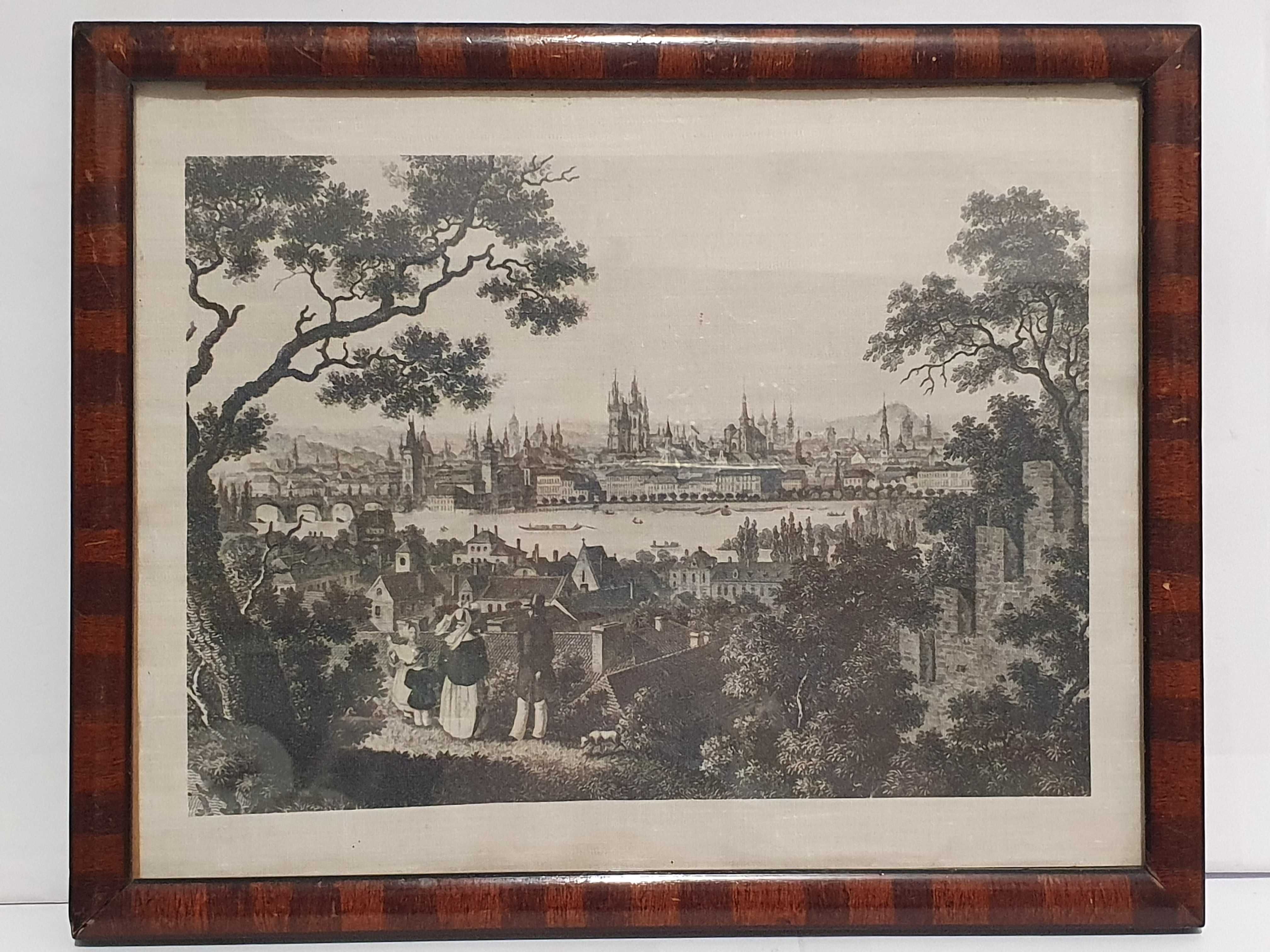 Obraz obrazek Panorama miasta druk jak na płótnie stary zabytkowy 1950