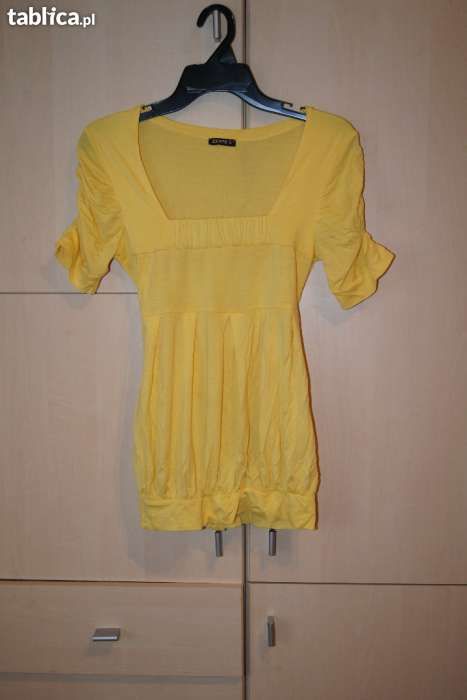 Wiosenna żółta bluzeczka, kryjąca brzuszek, ciążowa, wiązana S/M