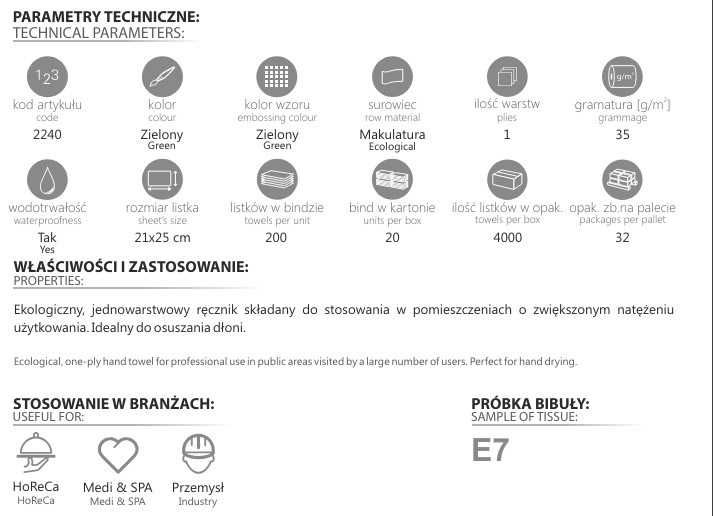 Ręcznik papierowy papier Cliver w opakowaniu 4000 szt. zielony