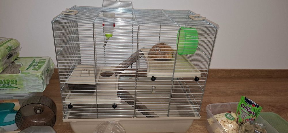 klatka dla chomika, zabawki, pożywienie, transporter super stan