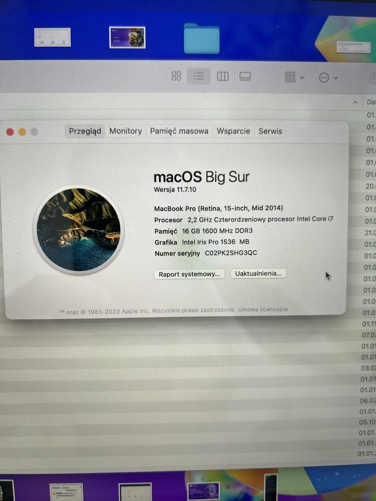 Apple MacBook Pro 15 Retina A1398 mid 2014 i7 16GB ładowarka