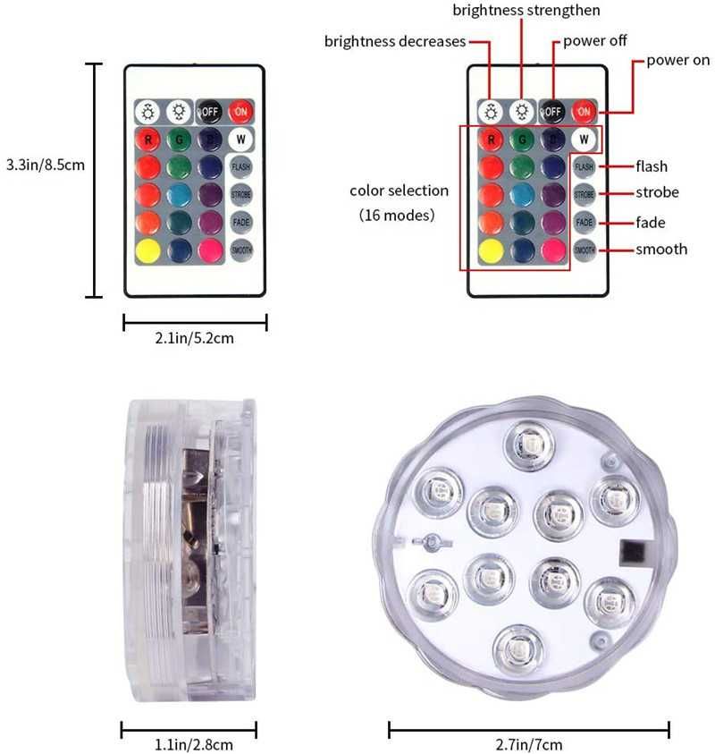 Lampa do basenu 2 szt Basenowa LAMPKA LED Wodoodporna BEZPRZEWODOWA