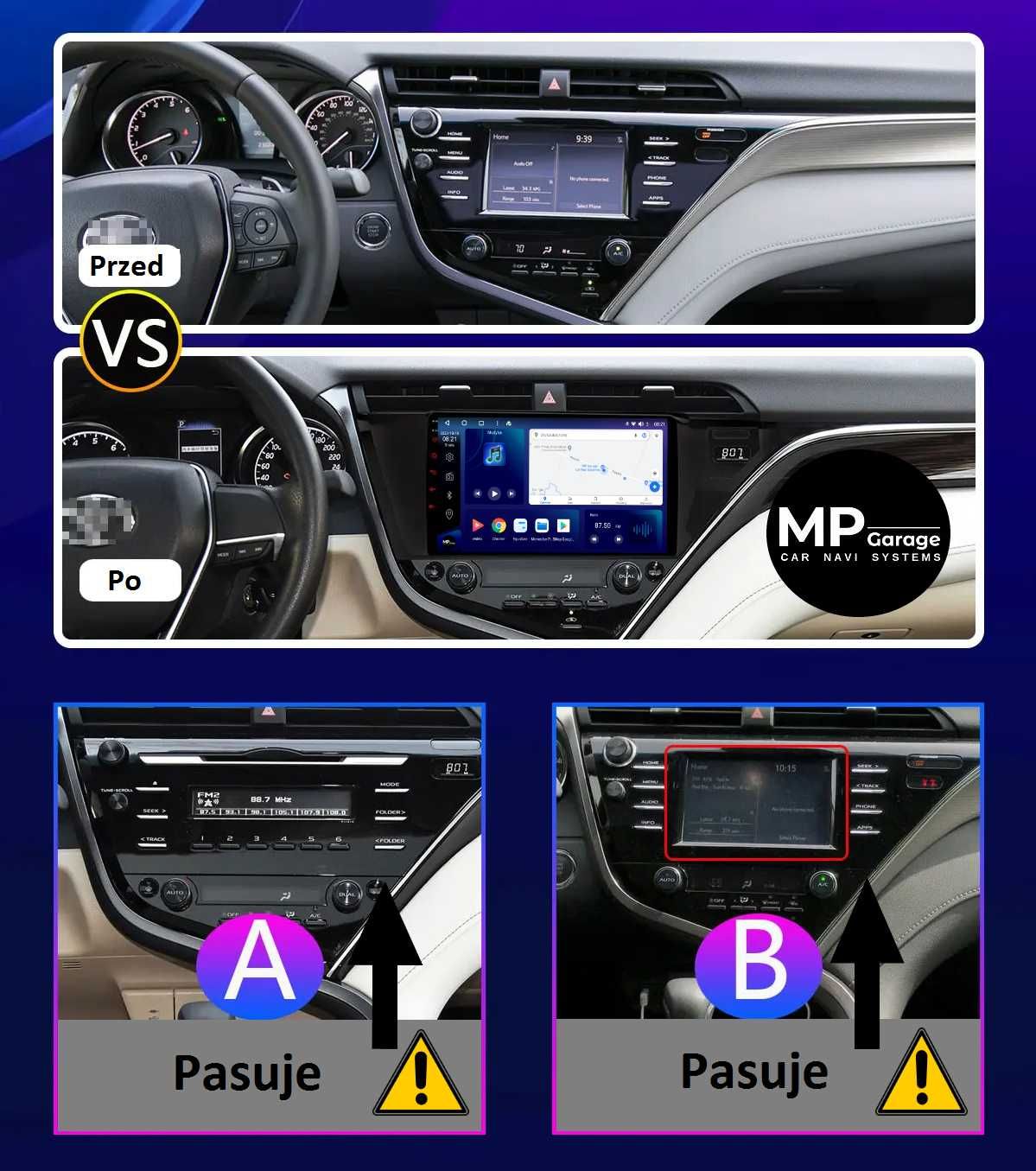 TOYOTA CAMRY 8 Radio Android CarPlay/AA LTE Qled 4G Montaż