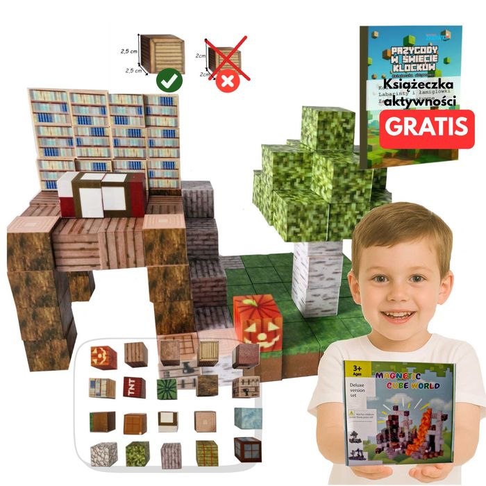 Magnetyczne Klocki 128 szt w stylu Minecraft duże bloki