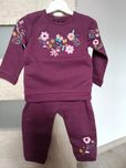 Dres George 74/80 Haftowane Kwiatki kolor śliwka