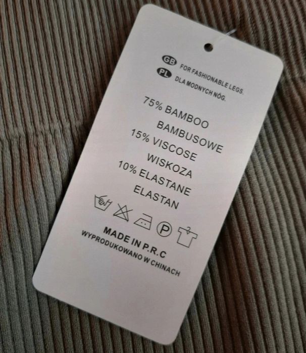 Nowe Leginsy  4XL 48 oliwkowe jasnozielone prążkowane bambus prąż