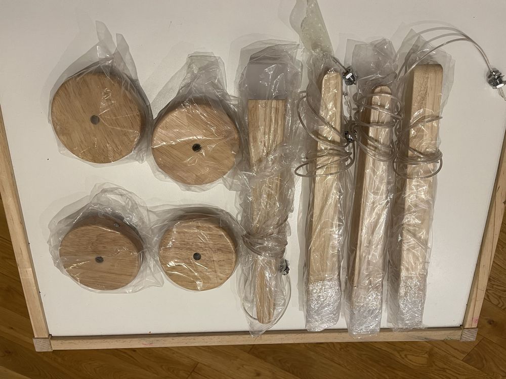 Lampa wisząca, spot, oprawa drewniana, kinkiet led - 4 sztuki, NOWE