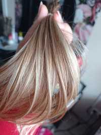 Włosy naturalne  dziewicze pasemka blond baleyage na łącze