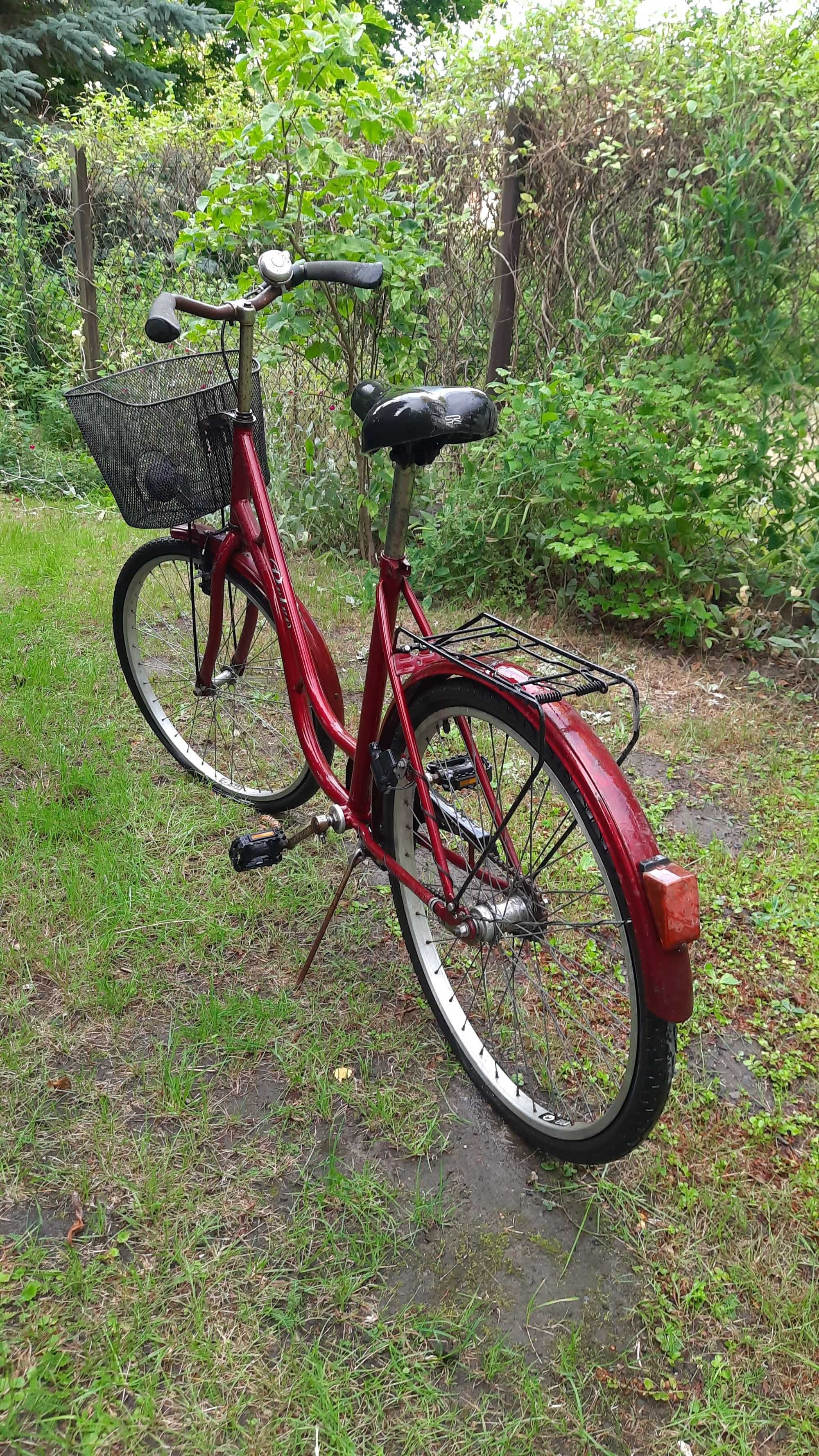 Bordowy Retro Rower typu damka
