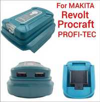 Адаптер к акб (powerbank + фонарь) makita, revolt и др