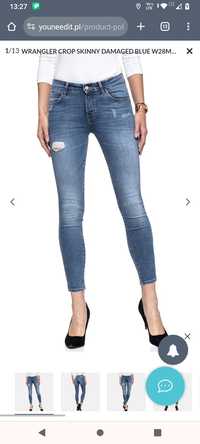 Wrangler jeansy skinny damaged blue damskie