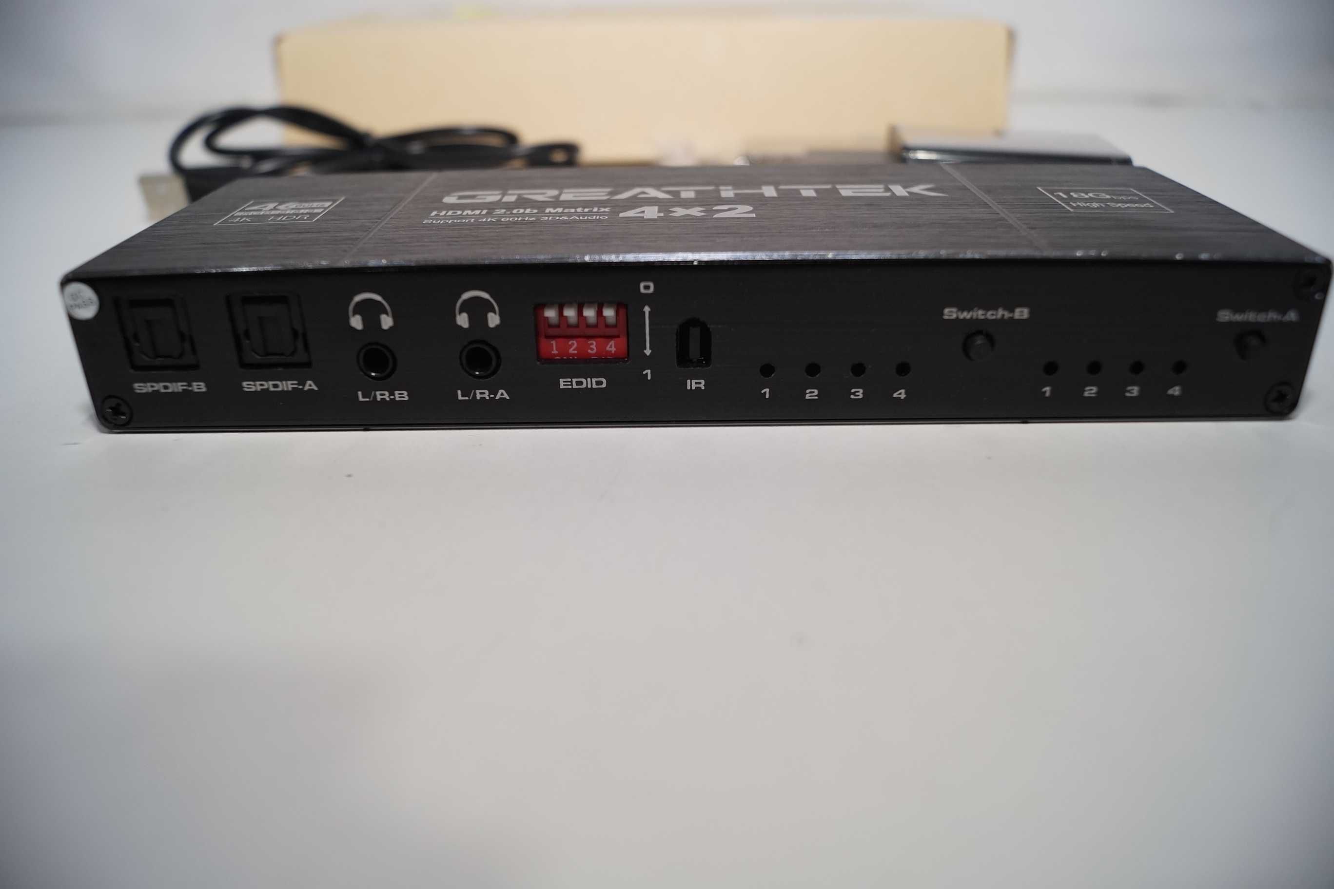Przełącznik HDMI Matrix 4X2 4K 60Hz 3D Audio GREATHTEK