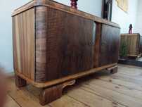 Komoda art deco lata 50 drewniana matowa orzech prl szafka vintage