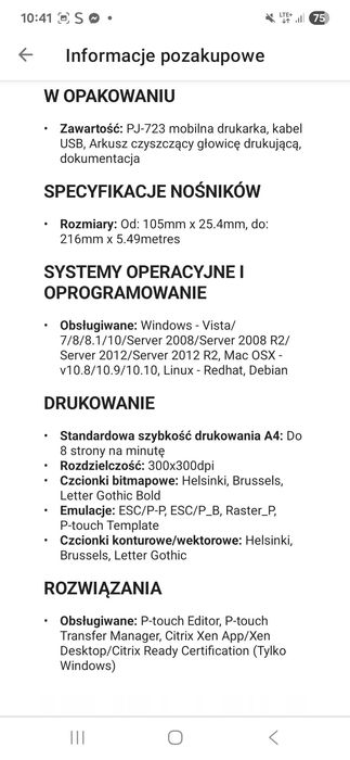 Drukarka termiczna Brother Pj 723