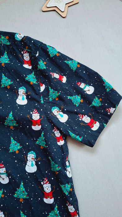 Чоловіча новорічна сорочка primark розмір xs з коротким рукавом