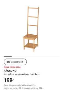 Krzesło z wieszakiem IKEA Ragrund bambus