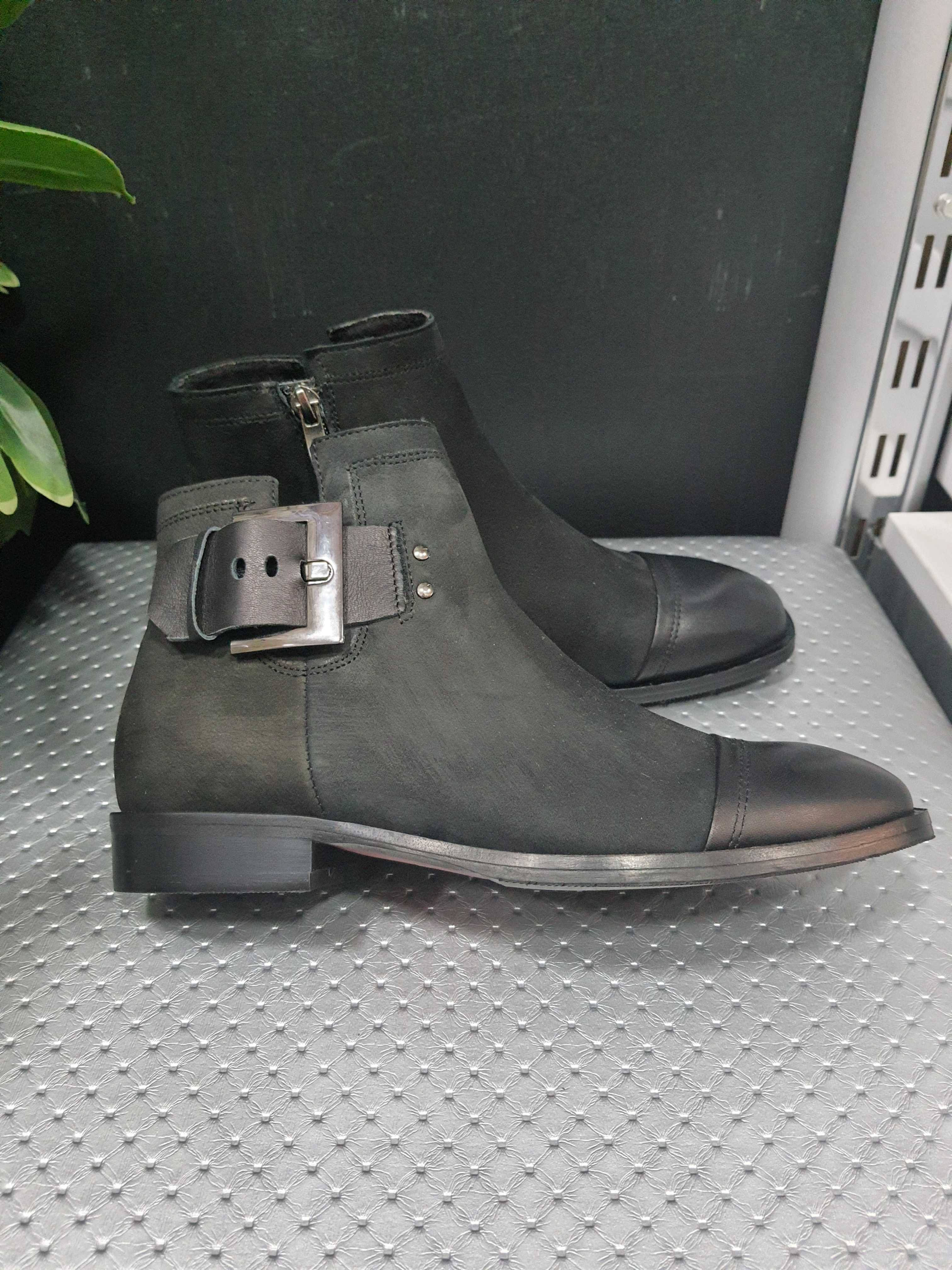 Sprzedam nowe skórzane botki firmy Marco Shoes.