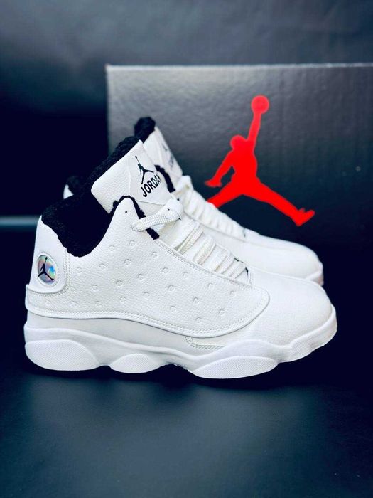 мужские зимние кроссовки jordan white на меху  красовки супер теплые