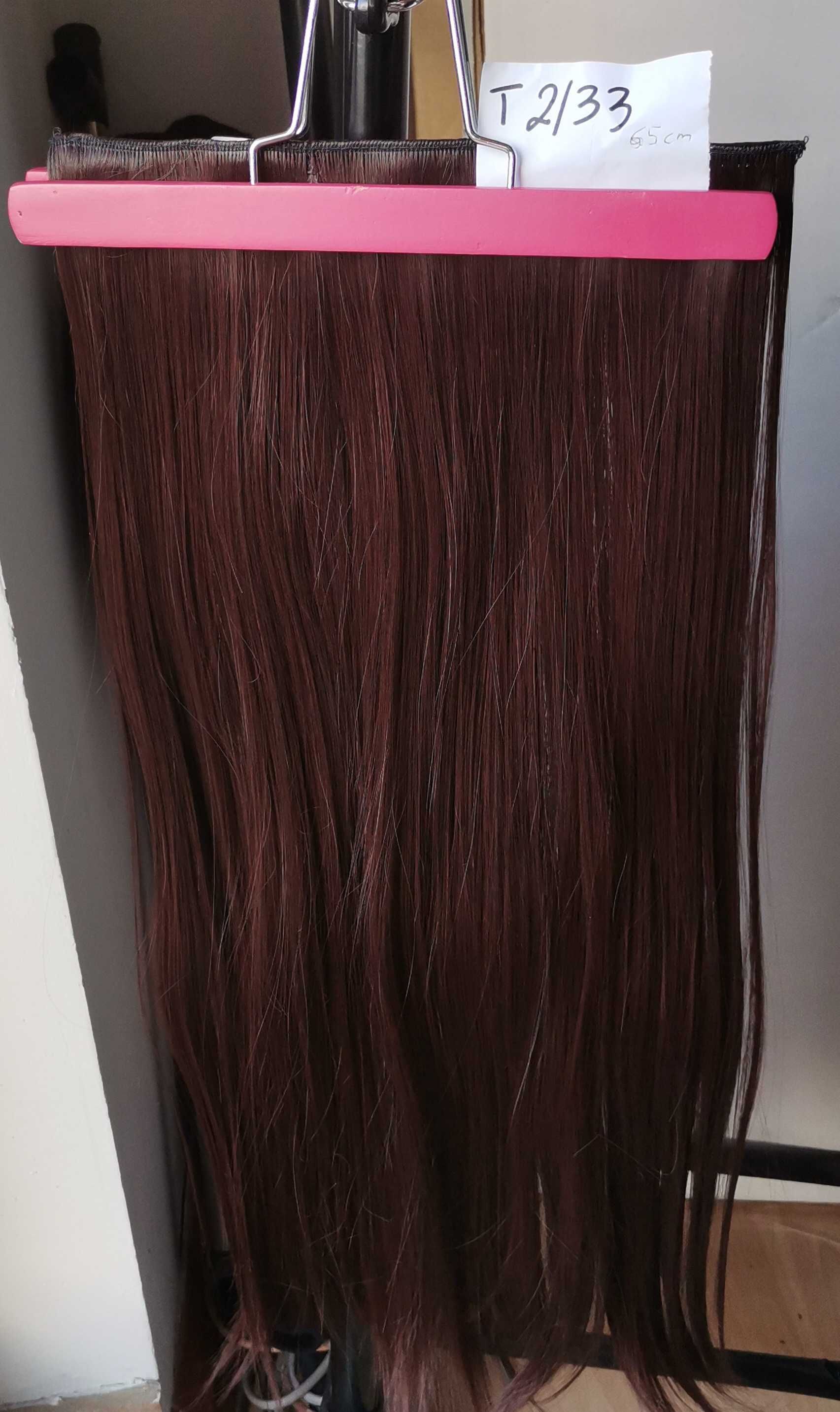 Doczepiane włosy, treska clip in brąz 2/33#, 65 cm
