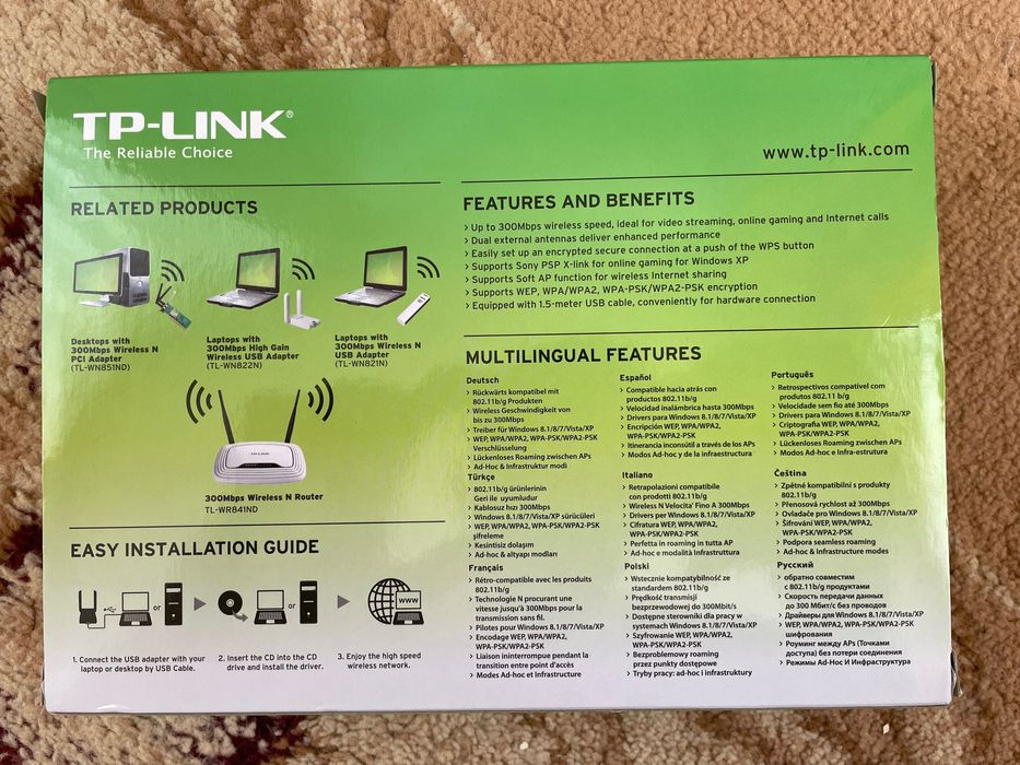 Wifi адаптер приймач посилювач сигналу вайфай до ПК TP-Link TL-WN822N