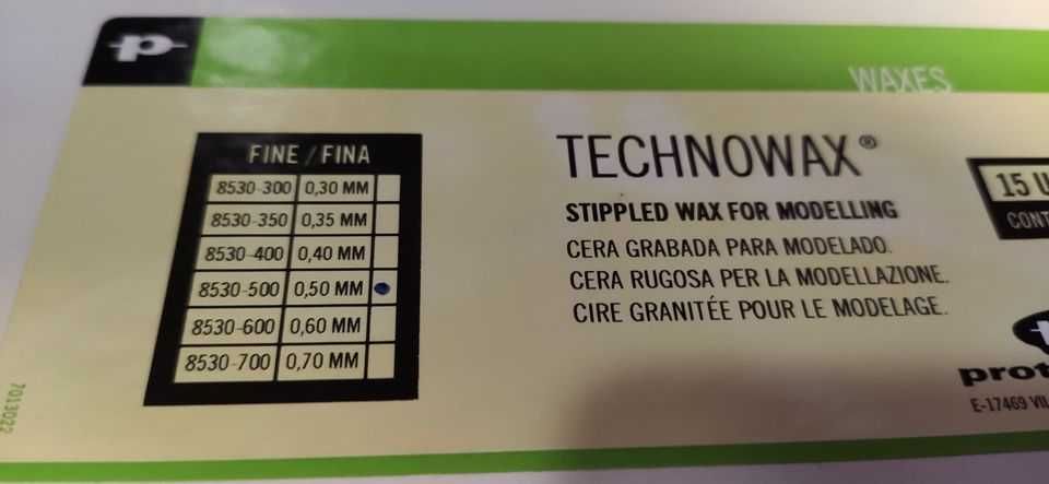 Cera gravada verde Technowax 0.50mm 1 caixa protese dentaria NOVA