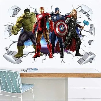 2 zestawy naklejek na ścianę Avengers 3D