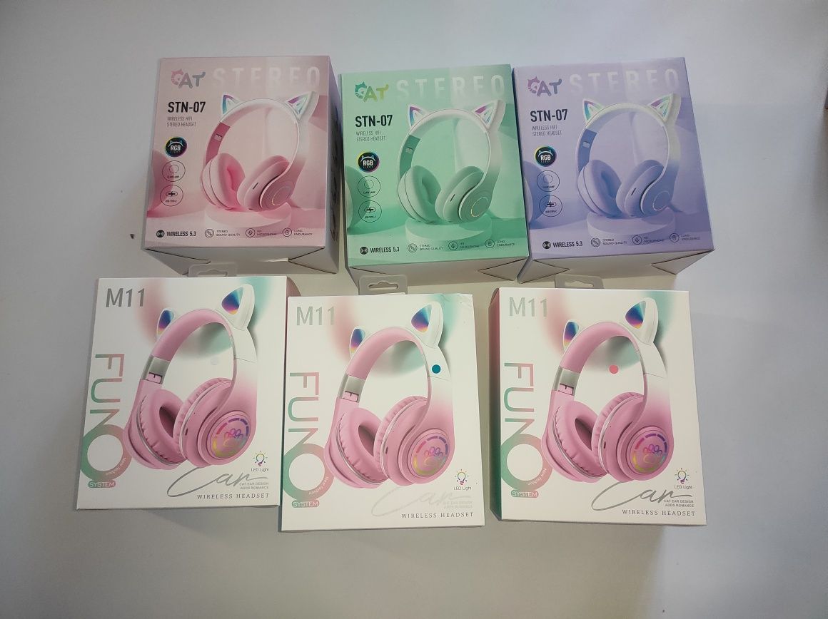 Стильна блютуз Bluetooth навушники для хлопчиків та дівчаток з вушками