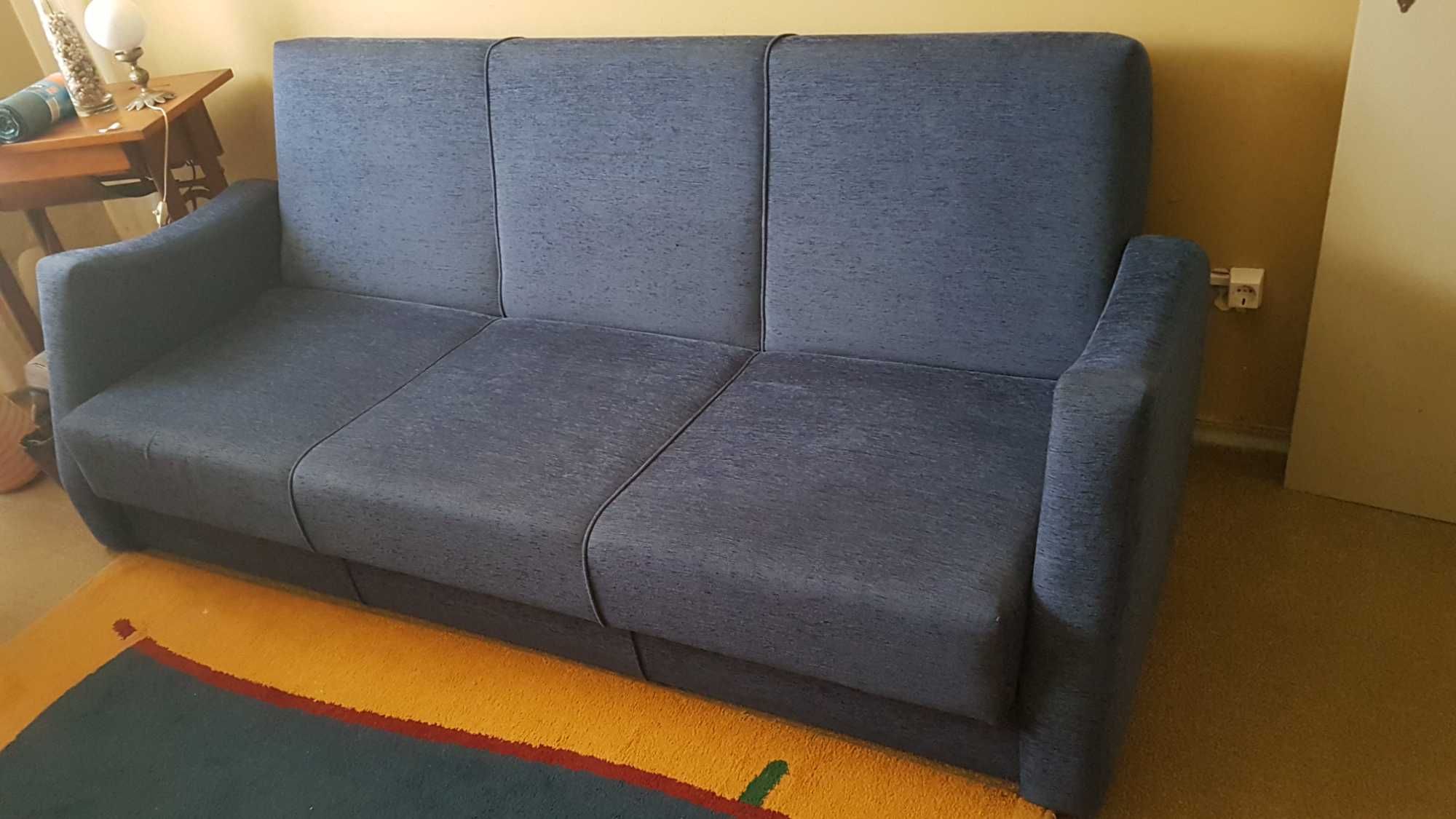 Sofá-cama 3 lugares – tecido azul