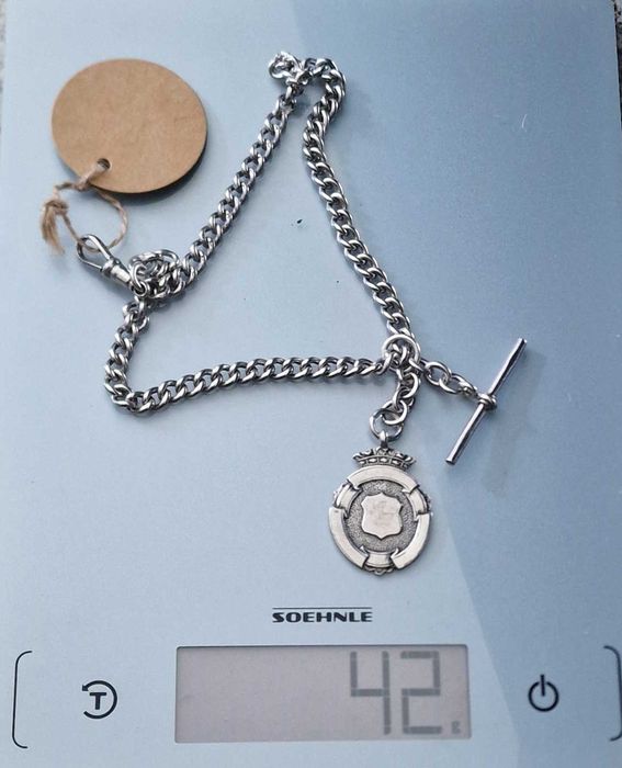 Corrente em prata para relógio de bolso