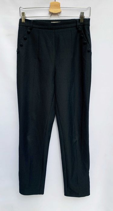 Spodnie Eleganckie H&M M 38 Czarne Wyższy Stan Guziki