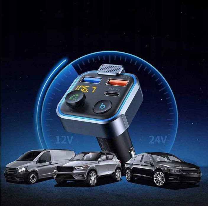Transmiter Bluetooth Audio Fm Mp3 Bt Szybka Ładowarka 3x Usb 3.0 Rgb