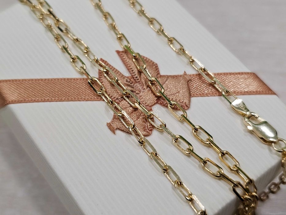 Złoty łańcuszek ankier z większych pełnych ogniw PR 585 55 cm