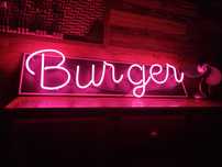 Neon szklany reklama świetlna burger