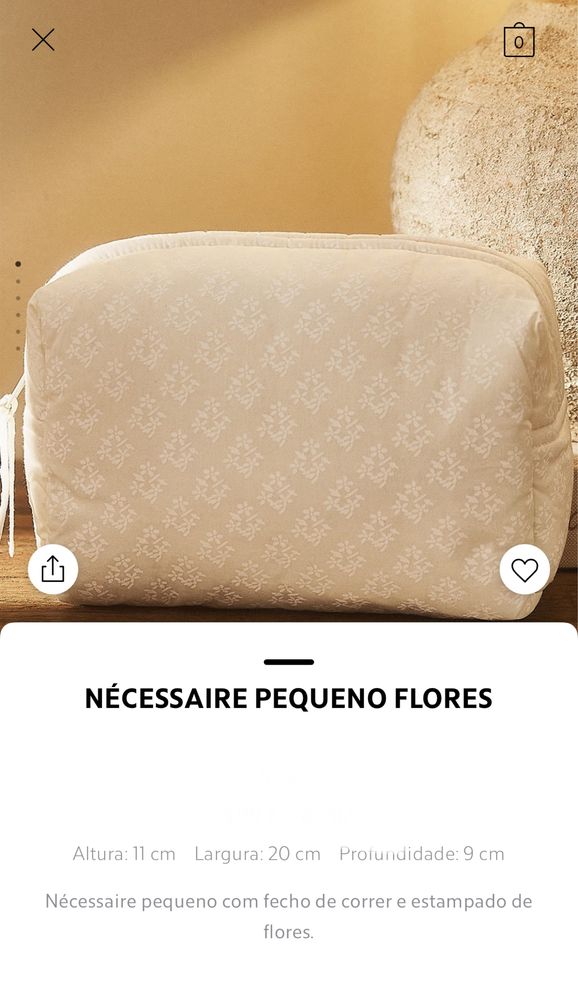 Nécessaire Pequeno Flores Zara Home NOVO