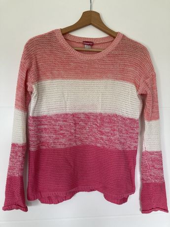 Różowy sweter w paski
