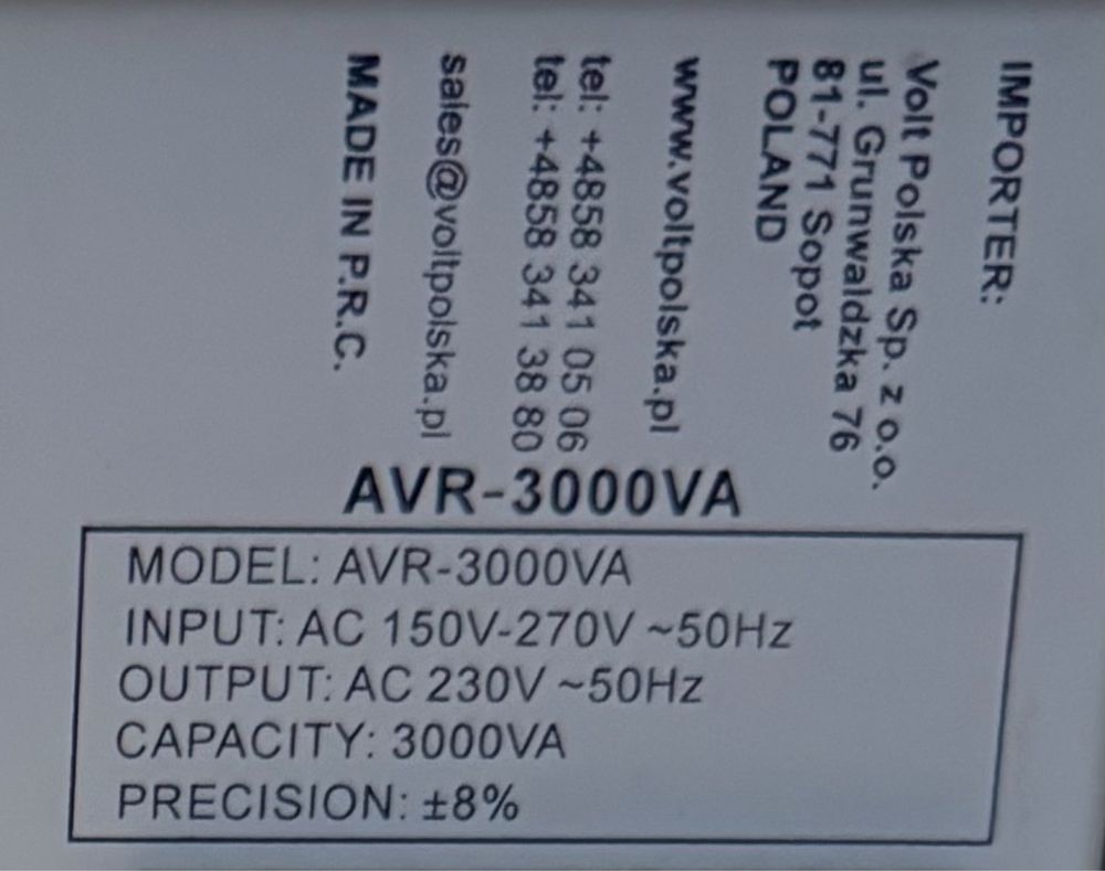 Stabilizator napiecia prądu AVR 3000W do agregatu