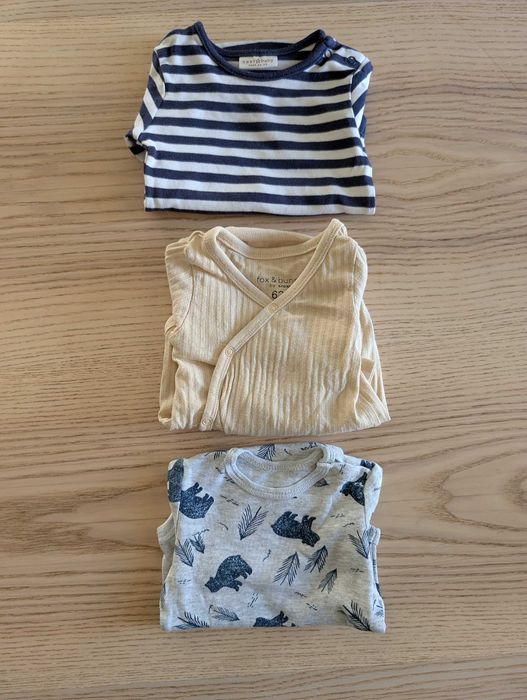 3 sztuki body na długi rękaw rozmiar 62