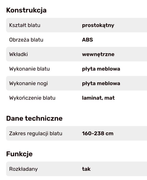 Stół rozkładany 90x160