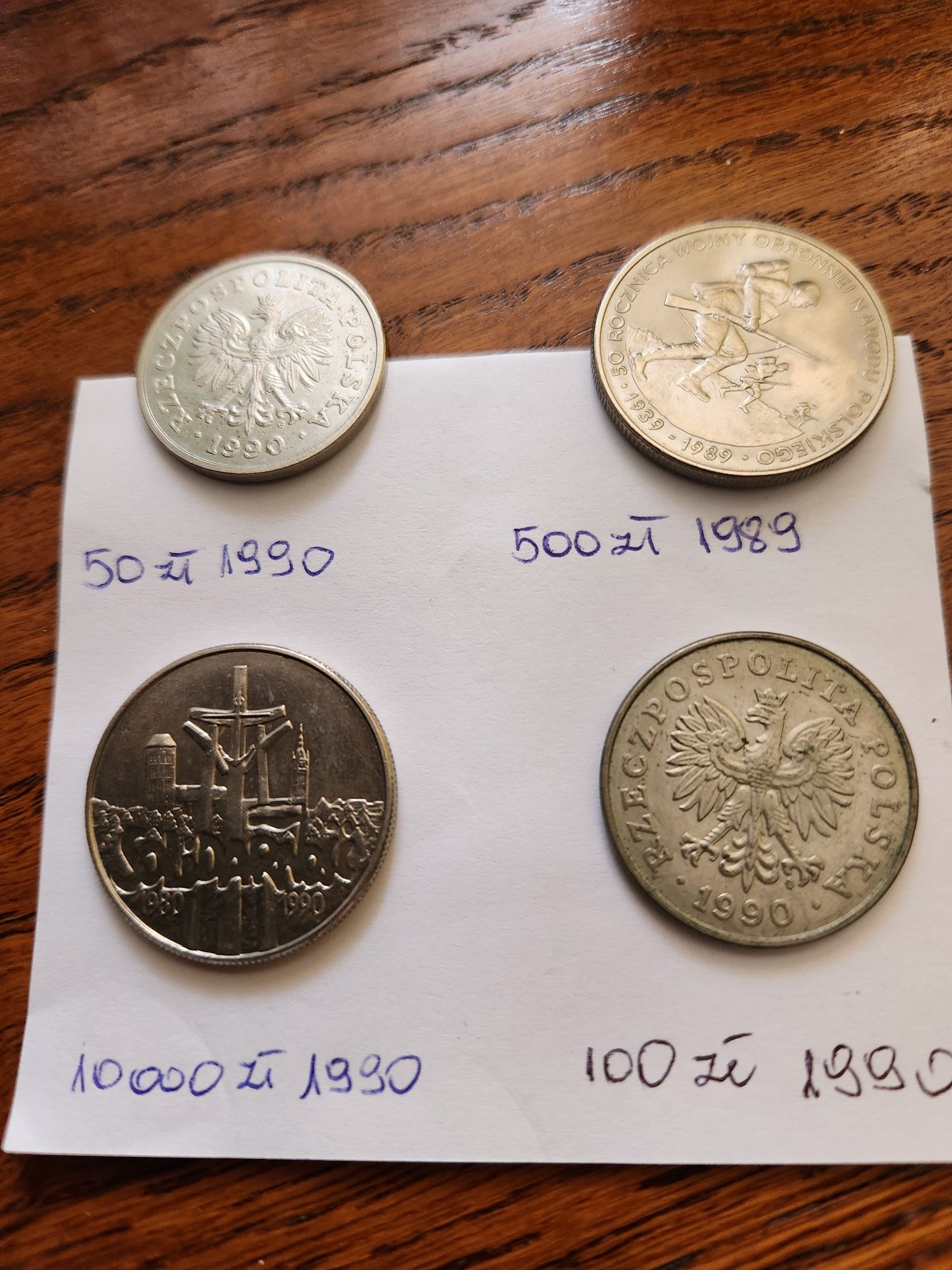 50zł +100 zł+ 500 zł + 10000 zł monety