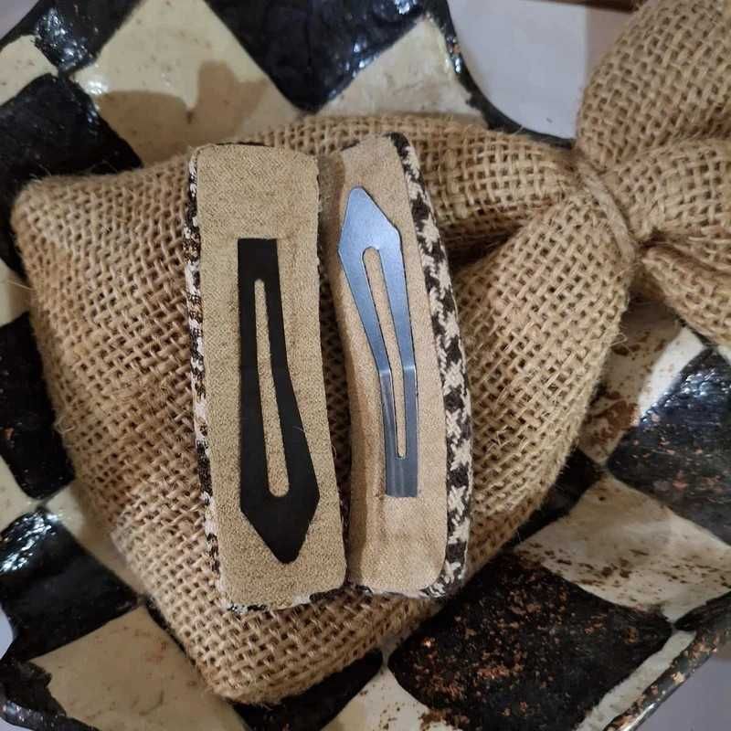 2 beżowo brązowe materiałowe spinki Nowe