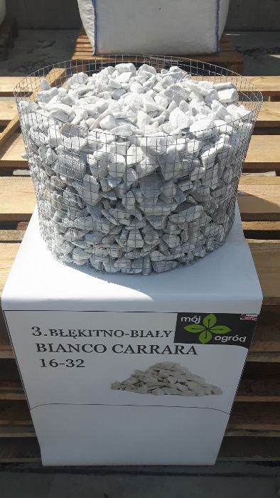 Kamień ozdobny Bianco Carrara, drobny, włoski marmur, 16-21 mm, biały