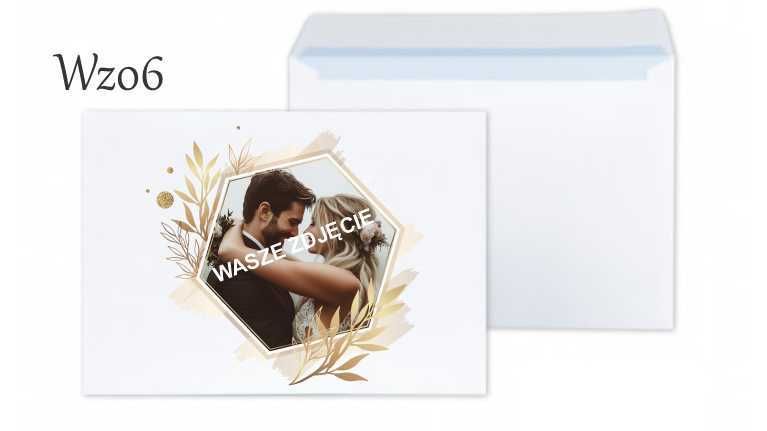Koperta personalizowana na ŚLUB WESELE biała z nadrukiem zdjęciem