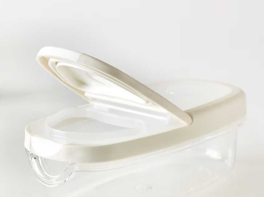 NOVO Recipiente c/ Tampa, Transparente e Branco 0.3l