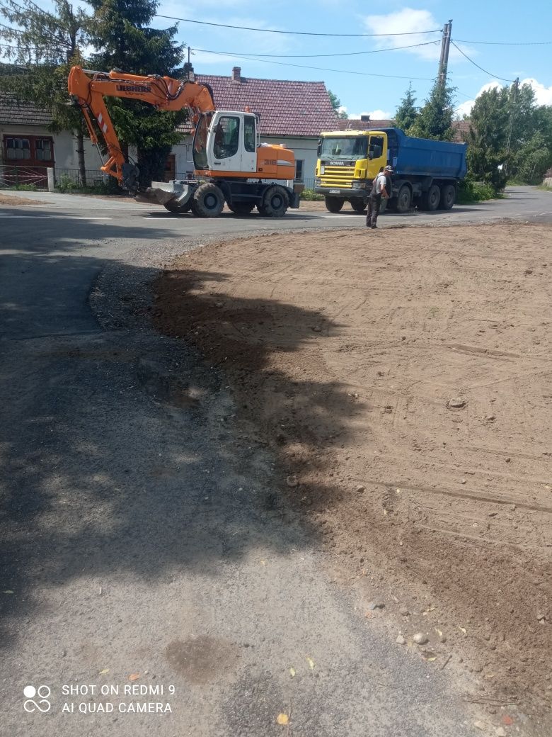 Wynajem ,Usługi koparka,spycharka12t.samochód wywrotka.wyburzenia
